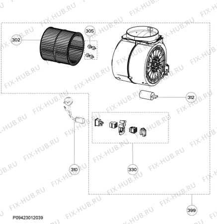 Взрыв-схема вытяжки Electrolux WHL9036CN - Схема узла Motor